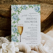 Load image into Gallery viewer, French Blue Petals and Prosecco Bridal Shower Invitation