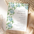 Load image into Gallery viewer, Bridal shower invitation in French blue with Charleston blue floral and sage greenery botanical watercolor designs, for a chic garden party
