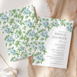 Load image into Gallery viewer, Bridal shower invitation in French blue with Charleston blue floral and sage greenery botanical watercolor designs, for a chic garden party