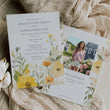 Load image into Gallery viewer, Graduation party invitation with pastel yellow wildflowers and sage greenery, vintage botanical design for high school and college graduation garden party celebrations.