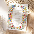 Load image into Gallery viewer, Floral pink wildflower graduation party invitation for 2024, featuring a colorful blend of pink, green, yellow, and purple flowers, perfect for celebrating a significant academic milestone in spring or summer