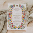 Load image into Gallery viewer, Floral pink wildflower graduation party invitation for 2024, featuring a colorful blend of pink, green, yellow, and purple flowers, perfect for celebrating a significant academic milestone in spring or summer