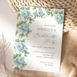 Load image into Gallery viewer, Green blue toile bachelorette party invitation with French blue Charleston blue floral and with greenery stems, ideal for an elegant southern party