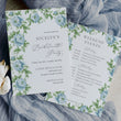 Load image into Gallery viewer, Green blue toile bachelorette party invitation with French blue Charleston blue floral and with greenery stems, ideal for an elegant southern party