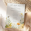 Load image into Gallery viewer, Rehearsal dinner invitation with yellow pastel wildflowers and botanical sage greenery, setting the tone for a whimsical garden party.