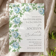 Load image into Gallery viewer, Elegant dusty blue floral and toile bridesmaids luncheon invitation with watercolor designs and vintage charm, perfect for a preppy garden party.