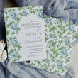 Load image into Gallery viewer, Elegant dusty blue floral and toile bridesmaids luncheon invitation with watercolor designs and vintage charm, perfect for a preppy garden party.