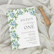 Load image into Gallery viewer, Elegant kids birthday party invitation featuring Charleston blue, floral and botanical designs with a touch of vintage French and southern charm for a memorable garden party.