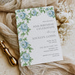 Load image into Gallery viewer, Elegant adult birthday party invitation featuring floral and botanical designs in French blue and Charleston blue, ideal for marking a significant milestone with grace and style.