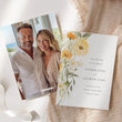 Load image into Gallery viewer, Yellow wildflower save the date wedding invitation with pastel sage greenery, watercolor floral and pastel yellow and sage design.