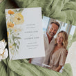 Load image into Gallery viewer, Yellow wildflower save the date wedding invitation with pastel sage greenery, watercolor floral and pastel yellow and sage design.