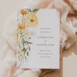 Load image into Gallery viewer, Yellow wildflower save the date wedding invitation with pastel sage greenery, watercolor floral and pastel yellow and sage design.