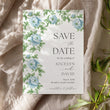 Load image into Gallery viewer, Elegant blue floral toile save the date card, blending chinoiserie and botanical themes for a preppy, grandmillennial-inspired garden party wedding.