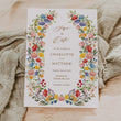 Load image into Gallery viewer, Elegant Save the Date card featuring a mix of greenery, wildflowers, and watercolor designs, perfect for announcing a spring or summer wedding.