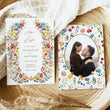 Load image into Gallery viewer, Elegant Save the Date card featuring a mix of greenery, wildflowers, and watercolor designs, perfect for announcing a spring or summer wedding.