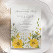 Load image into Gallery viewer, Yellow wildflower housewarming party invitation with pastel and sage green botanical design, perfect for a whimsical garden party
