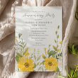 Load image into Gallery viewer, Yellow wildflower housewarming party invitation with pastel and sage green botanical design, perfect for a whimsical garden party