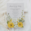 Load image into Gallery viewer, Yellow wildflower housewarming party invitation with pastel and sage green botanical design, perfect for a whimsical garden party