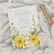 Load image into Gallery viewer, 50th wedding anniversary invitation featuring pastel wildflowers in yellow and sage greenery, embodying vintage elegance and botanical charm cottagecore garden party