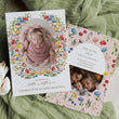 Load image into Gallery viewer, Boho floral birth announcement card for a new baby girl, featuring a flower wreath design and colorful wildflowers for spring and summer babies.