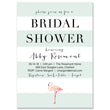 Load image into Gallery viewer, Mint and pink flamingo bridal shower invitation with stylish mint stripes and a cute flamingo design