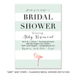 Load image into Gallery viewer, Mint and pink flamingo bridal shower invitation with stylish mint stripes and a cute flamingo design