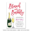 Load image into Gallery viewer, Elegant Bold Roses Brunch and Bubbly Bridal Shower Invitation featuring red roses, champagne glass, and modern floral design.