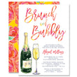 Load image into Gallery viewer, Bright floral design with champagne glass on Floral Bloom Brunch and Bubbly Bridal Shower Invitation, elegant and classy.
