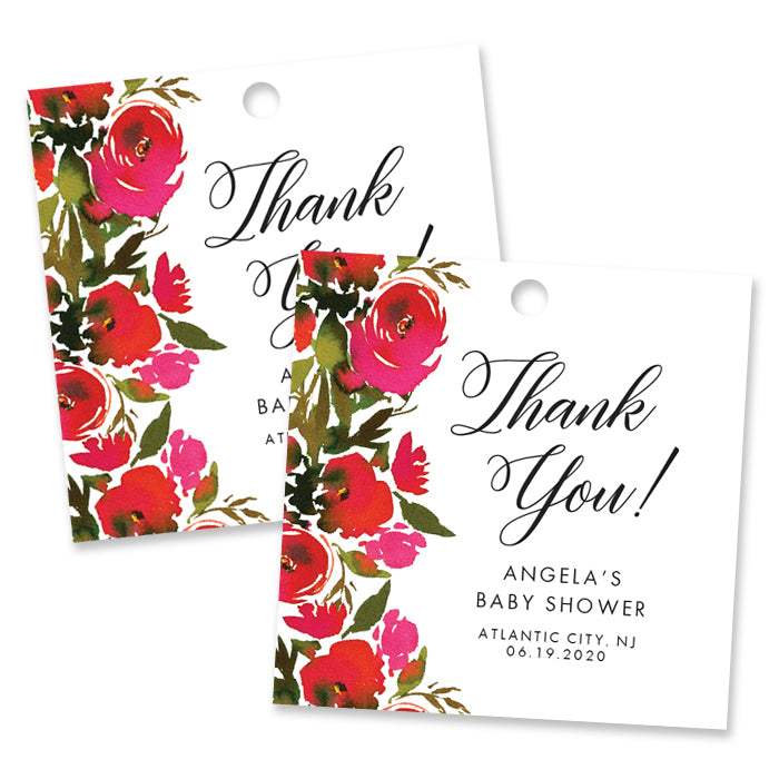 Red Roses Baby Shower Favor Tags Coll. 1B