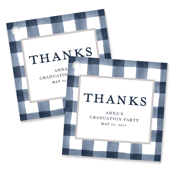 Navy Gingham Graduation Favor Tags Coll. 3