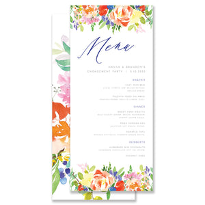 Bright Watercolor Floral Rehearsal Dinner Menu Coll. 9