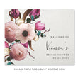 Load image into Gallery viewer, Elegant purple floral vintage bridal shower invitations featuring deep purple and pink floral patterns in a black boho style.