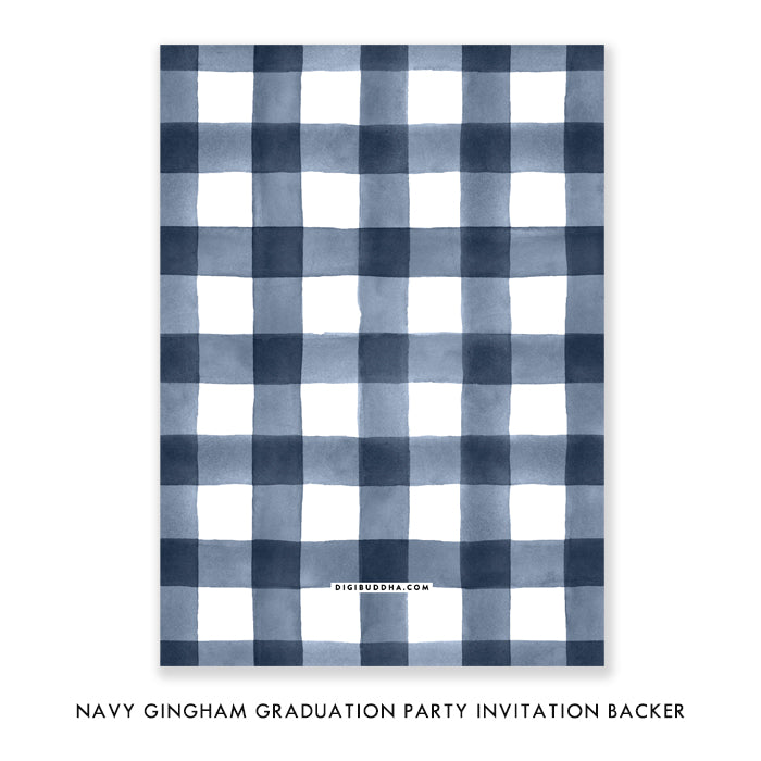 Navy Gingham Graduation Party Invitation Coll. 3