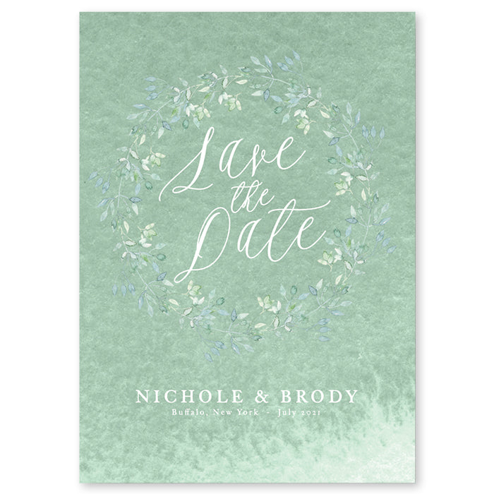Greenery Watercolor Save the Date