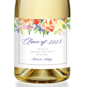 Graduation Floral Champagne Label