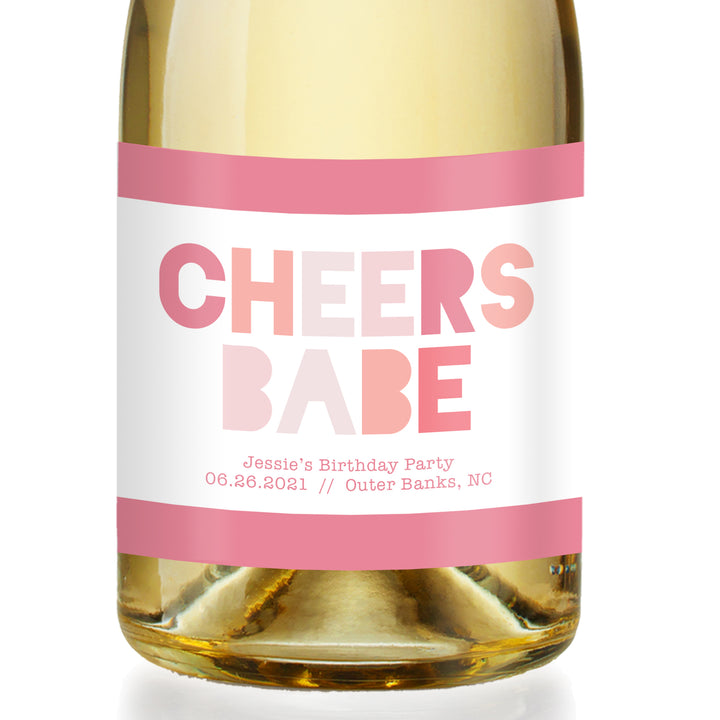 Cheers Babe Birthday Party Champagne Label