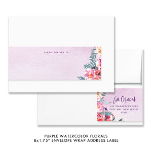 Purple Watercolor Florals Save the Date Invitation Coll. 4
