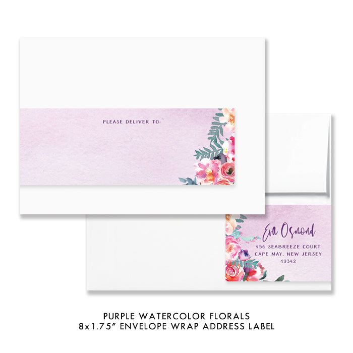Purple Watercolor Florals Save the Date Invitation Coll. 4