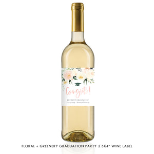Floral + Greenery Graduation Wine Labels Coll. 2