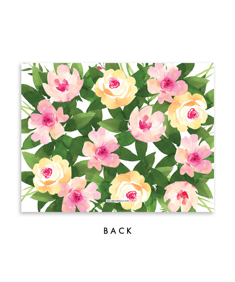 Pink & Green Floral Personalized Stationery Coll. 15