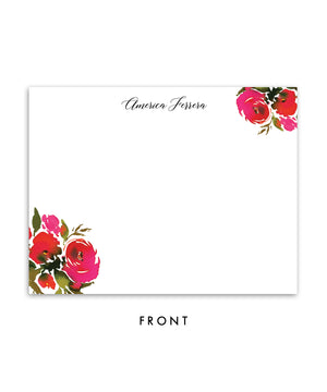 Red Roses & Black Stripes Personalized Stationery Coll. 1B
