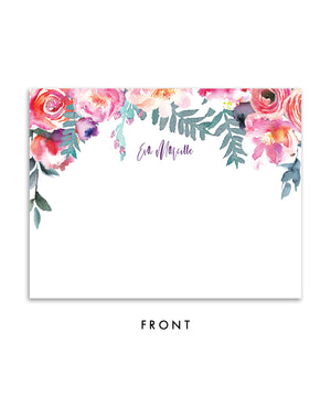 Purple Watercolor Florals Personalized Stationery Coll. 4
