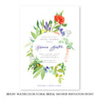 Load image into Gallery viewer, Elegant watercolor floral bridal shower invitations featuring bright florals and light greenery in purple, red, and green.
