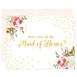 Load image into Gallery viewer, Watercolor Florals + Glitter Dots Will You Be My Bridesmaid? Card