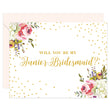 Load image into Gallery viewer, Watercolor Florals + Glitter Dots Will You Be My Bridesmaid? Card
