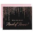 Load image into Gallery viewer, Will You Be My Bridesmaid? Rose Gold Foil Black Proposal Card