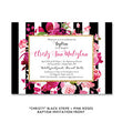 Load image into Gallery viewer, "Christy" Black Stripe + Pink Roses Baptism Invitation