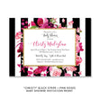 Load image into Gallery viewer, "Christy" Black Stripe + Pink Roses Baby Shower Invitation
