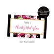 Load image into Gallery viewer, Black Striped Place Cards with Pink Flowers | Christy