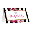 Load image into Gallery viewer, Black Striped Place Cards with Pink Flowers | Christy